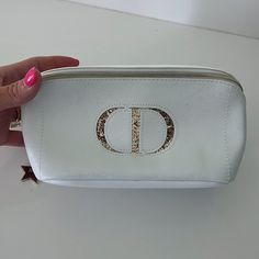 Christian Dior Cd-Clutch Star Sparkle Pouch New!! No Tags Chic White Cosmetic Bag With Zipper, Chic White Pouch With Dust Bag, Chic White Cosmetic Bag For Gift, Chic White Pouch Cosmetic Bag, Elegant White Cosmetic Bag For Travel, Elegant White Travel Cosmetic Bag, Luxury White Pouch For Daily Use, Elegant White Bags With Zipper Pouch, Chic White Pouch For Gift