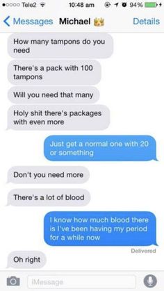 two texts are being shared to each other on their cell phones, one is telling them how much blood they need