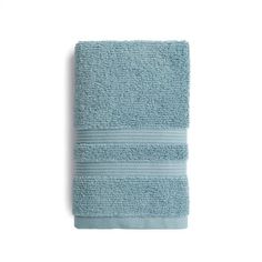 a light blue towel on a white background