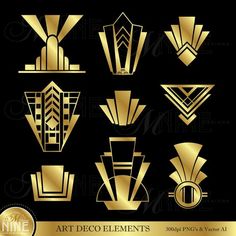 art deco elements in gold and black