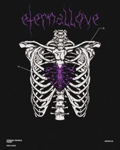 a skeleton with purple lettering on it that says,'sherpollve '