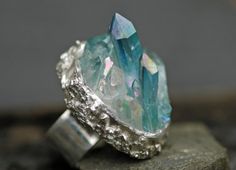 Aqua Aura Quartz, Aqua Aura, Uncut Diamond, Quartz Crystals, Top Drawer, 925 Silver Jewelry, Rough Diamond, Recycled Gold