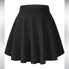 95% Polyester, 5% Spandex Flared Skirt Pull On Closure Elastic Waistband Double Stitched Flare Bottom Hem Mini Never Worn Waist: 29.9” Length: 16.5” Womens Pleated Skirt, Mini Skater Skirt, Peplum Tops, Spring Skirts, Womens Basic, Heidi Klum, Summer Fabrics, Black Skirt, Skater Skirt