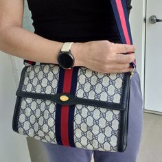 Interior Is Clean. No Peeling. No Tears Or Stains. In Excellent Vintage Condition. Feature Snap Button Closure Main Compartment. Removable Chain Strap Is Brand New, Non-Branded. Comes With An Additional Brand New, Non-Branded Crossbody Strap. Comes With Non-Branded Dust Bag. Gg Monogram, Crossbody Strap, Vintage Gucci, Chain Strap, Snap Button, Gucci Bag, Dust Bag, Bag Lady, Monogram