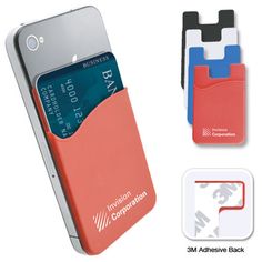 an image of a cell phone with credit cards attached to it and two magnets next to it