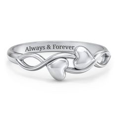 Sterling Silver Engravable Initial Heart and Infinity Ring Heart And Infinity, Beautiful Promise Rings, Mother's Ring, Being In Love, Mother Rings, Infinity Ring, Handcrafted Rings, Always And Forever, Travel Case