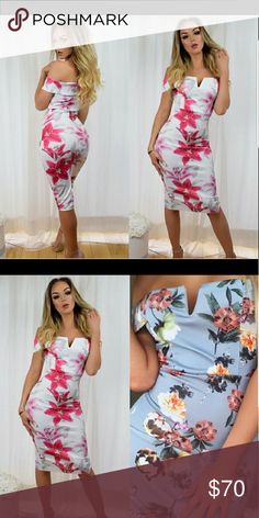 dress Stunning floral bardot  Off shoulder dress 'v' Metal  bone plunge neckline.😍😛 Diva Dresses Strapless Diva Dress, Plunge Neckline, Dresses Strapless, Plunging Neckline, Off Shoulder Dress, One Shoulder Dress, Pink White, Diva, Strapless Dress