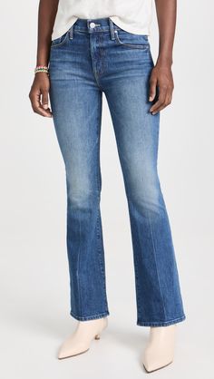 MOTHER The Weekender Jeans | Shopbop Fall Flare Jeans With Five Pockets, Fitted Flare Jeans With Five Pockets, Fitted Flare Jeans With Frayed Hem, Stretch Jeans With Frayed Flared Hem, Fitted Flare Pants With Frayed Hem, Flare Jeans With Five Pockets For Fall, Fitted Flares With Frayed Hem For Fall, Stretch Flare Jeans With Five Pockets, Stretch Denim Flares With Five Pockets