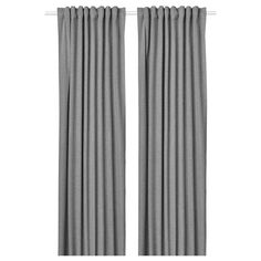 a pair of grey curtains on a white background