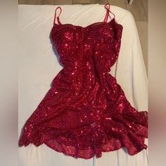 Brand New Never Worn Sequin Red Dress For Formal Events Fits 8-10 Red Summer Dress For Homecoming, Red Dress For Summer Homecoming, Red Homecoming Summer Dress, Red Dresses For Summer Homecoming, Red Mini Dress For Summer Prom, Red Summer Mini Dress For Prom, Red Dress For Homecoming And Party Season, Flirty Red Sequined Mini Dress, Glamorous Red Mini Dress For Homecoming