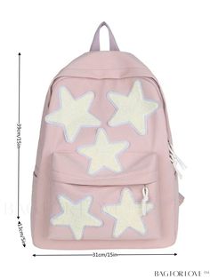 BagForLove - Stylish and Functional Star Graphic Backpack with a Preppy Twist Product Description Color Pink Composition 100% Nylon Pattern Type Geometric Bag Size Medium Material Polyamide Type Classic Backpack Size Chart INCH CM Handle Height Strap Length Bag Height Bag Width Bag Length 3.1 inch 35 inch 15.4 inch 5.9 inch 12.2 inch Handle Height Strap Length Bag Height Bag Width Bag Length 8 cm 89 cm 39 cm 15 cm 31 cm Details Pictures Similar Products h2 { text-align: center; } /* æ¢è¡ */ li{ white-space: normal; word-break: break-all; word-wrap: break-word; } .red-box { width: 100%; display: flex; flex-direction: row; flex-wrap: wrap; justify-content: center; } .red-box > div { width: 190px; height: 250px; margin: 10px; } .red-box > div > a > img { width: 190px; height: 250px; } .size Cheap Backpacks, Star Graphic, Girl Backpacks School, Pockets Fashion, Adjustable Bag, Fabric Canvas, Estilo Preppy, Word Wrap, Classic Backpack