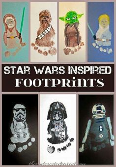 the facebook page for star wars inspired foot prints, with pictures of different characters on it