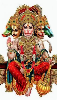 the hindu god is sitting in front of two other deities