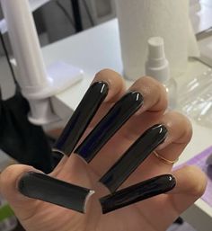 Extra Long Acrylic Nails Square, Black Square Nails Long, Long Black Nails, Long Square Nails, Black Acrylic Nails, Drip Nails, Grunge Nails, Polygel Nails, Dope Nail Designs