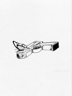 a black and white drawing of a pair of glasses on top of a video camera