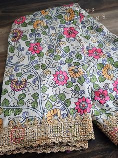 Kalamkari Chinon Silk Duppata Suitable for Dresses and Lehengas Silk, Dresses