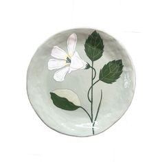 Hand-painted Ceramic Dinner Plate, White Flower On Green-Bespoke Designs Handmade Ceramic Plates, Handmade Ceramics Plates, White Dinner Plates, Bespoke Design, Hand Painted Ceramics, Ceramic Painting, Ceramic Plates, White Flower, Creative Process