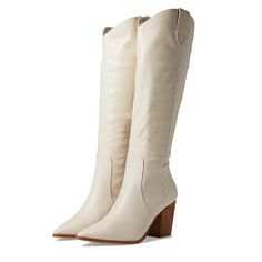 Steve Madden Charming Bone Knee High Western Boots - New In Box Accentuate Your Chic Style With An Added Western Flair In The Steve Madden Charming Boot. Inside Zipper Closure. Pointed Toe Silhouette. Relaxed Fit. Pull Tabs On Sides. Stacked Block Heel. Heel Height: 2 34 In Black Over Knee Boots, Knee High Western Boots, Leather Cowgirl Boots, Madden Boots, Brown Suede Boots, Steve Madden Boots, Brown Leather Heels, Sandals Flats, Leather Heeled Boots