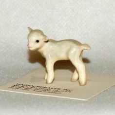 a small white lamb figurine on a card