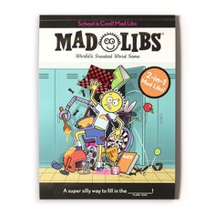 the book cover for mad libs, which features an image of a cartoon character