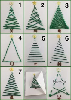 how to make a christmas tree out of yarn with pictures on the front and side