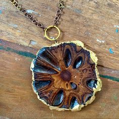 14k Gold Dipped Australian Unique Banksia Wood Pod Pendant On A Mixed Media Handmade Copper & Gold Tone Chainlink 18” Necklace Goddess Jewelry, Gold Dipped, Handmade Copper, Brown Gold, Gold Leaf, Chain Link, Womens Jewelry Necklace, Mixed Media, Gold Tones