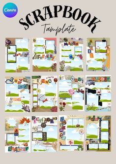 scrapbook templates with various pictures and text on it, including an image of the sky