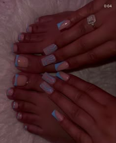 Nails And Toes Matching, Blue Toe Nails, Inexpensive Fashion, Gel Toe Nails, Acrylic Nail Set, Blue Acrylic Nails, Cute Toe Nails, Drip Nails