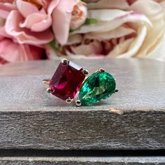 Sleek sellouts! 🤓. Order Toi Et Moi Ring Pear and Emerald Cut Engagement Ring White Gold Emerald and Ruby Toi Et Moi Promise Wedding Anniversary Ladies Rings #7397 at $565.00 #LadiesRings #WhiteGold #Wedding #AndEmeraldCut #Promise #ToiEtMoi #RingPear #EngagementRing #EmeraldAndRuby #Anniversary Toi Et Moi Ring Emerald And Sapphire, Toi Et Moi Engagement Rings Ruby, Ruby And Emerald Engagement Ring, Red Diamond Engagement Ring, Ruby Emerald Ring, Emerald Cut Multi-stone Gemstones For Wedding, Wedding Multi-stone Emerald Ring For May Birthstone, Open Ring Emerald With Multi-stone For Anniversary, Multi-stone Emerald Open Ring For Anniversary