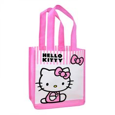 a hello kitty shopping bag with pink handles