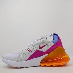 Nike Womens Air Max 270 White Fire Pink Laser Orange Cz9275-100 Size 5 All Our Shoes Are 100% Authentic And Purchased From Various Authorized Retailers. Because Of This The Shoes May Have Been Tried On In Store. Fast Shipping All Items Are Typical Shipped Within 24 Hour Of Purchase (Excluding Weekends) To The Shipping Address On File. We Will Ship Your Item In Either A Box Or In A Poly Bag. Double Boxing Is Available Upon Request. Please Request This In Purchasing Notes. Read Our Feedback And Bu Nike Air Max 270 White, Nike Air Max Pink, Nike Neon, Preppy Shoes, Cute Nike Shoes, Air Max Women, Cute Nikes, Nike Air Max 270, Swag Shoes