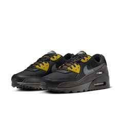 Nike Air Max 90 'Black Bronzine' FB9657-001 Black Leather Nike Air Max, Black Leather Nike Air Max With Round Toe, Black Leather Low-top Nike Air Max, Black Leather Nike Air Max Low-top Sneakers, Black Leather Nike Air Max With Boost Midsole, Nike Air Max Black Leather With Boost Midsole, Black Nike Air Max With Branded Insole, Black Nike Air Max For Outdoor, Nike Air Max Black With Air Cushioning