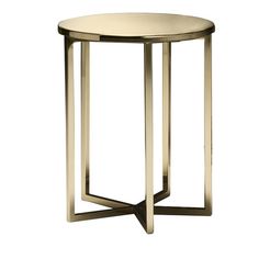 a round table with gold metal legs and a white top on an isolated background for use as a side table