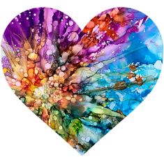 a heart shaped painting with lots of different colors