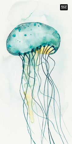 a watercolor painting of a jellyfish