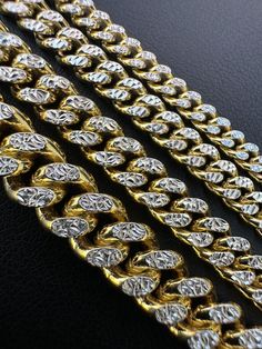 Gorgeous mens cuban link chains or bracelets
Two tone diamond cut - looks icy like it has stones from the distance!
Great for pendants or wear alone! For men or ladies
Very tight links - TRUE MIAMI CUBAN LINK!

3-7mm

These items are handmade so chains might vary in weight or width +- 2-3%
 
Here are the weights for 24" chains and 8" bracelets (if you chain is shorter or longer weight will vary)
3mm- 18.9g (bracelet - 5.9 grams)
4mm- 26.2g (bracelet - 6.6 grams)
5mm- 43.2g (brac Cuban Bracelet, Miami Cuban Link Chain, Miami Cuban Link, Bracelet Diamond, Cuban Link Chain Necklaces, Miami Cuban, Cuban Link Chain, Cuban Chain, Cuban Link