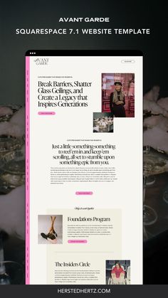 an image of a website page with pink and black colors on it, including the wordpress