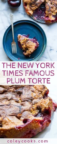 the new york times famous plum torte is ready to be eaten and served for lunch