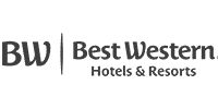 the logo for best western hotels and resort's, which is featured in this image