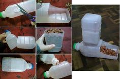 there are many pictures of plastic containers with food in them and one is filled with water