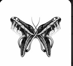 a black and white drawing of a butterfly