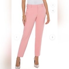 Kelsey Knit Trouser Super Stretch Ponte Pastels Have Arrived! Introducing Our Incredible Array Of Sorbet Suiting! Our Signature Knit Trousers With Superb Stretch And Recovery. These Pieces Offer Tremendous Versatility And Can Be Worn As A Suit Or Mixed And Matched With Denim. Available In Multiple Colors To Create Your Perfect Outfit. Details: 29'' Inseam Mid-Rise 9-1/8" Front Rise; 12-1/2" Leg Opening For Size 4 Set-In Waistband With Belt Loops Zip-Fly With Hidden Hook And Eye Closure Slanted S Fitted Pink Pants For Workwear, Fitted Straight Leg Pink Pants, Pink Fitted Straight Leg Bottoms, Pink Stretch Bottoms For Work, Pink Tapered Leg Workwear Pants, Feminine Pink Pants For Workwear, Pink Tapered Leg Pants For Work, Chic Pink Tapered Leg Pants, Elegant Non-stretch Pink Pants