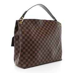 This is an authentic LOUIS VUITTON Damier Ebene Graceful MM. This shoulder bag is finely crafted of Louis Vuitton's signature Damier canvas in brown. The shoulder bag features a flat chocolate brown leather shoulder strap with polished brass hardware and magnetic leather closure. This opens to a spacious rouge red fabric interior with a zipper pocket. Louis Vuitton Damier Ebene, Damier Ebene, Red Fabric, Brass Hardware, Polished Brass, Authentic Louis Vuitton, Chocolate Brown, Louis Vuitton Damier, Zipper Pocket