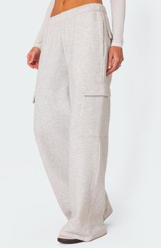 Lounge or go out in comfy fleece sweatpants made with cargo pockets and full-length wide legs for trend-right updates. Elastic waist Side-seam pockets; back patch pockets; cargo flap-patch pockets 100% cotton Machine wash, dry flat Imported Cargo Sweatpants Outfit, Sweatpants Wide Leg, Oversized Sweatpants, Visionary Fashion, Cargo Sweatpants, Sweatpants Outfit, Wide Leg Sweatpants, Fleece Sweatpants, Cargo Style