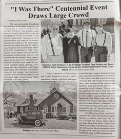 an old newspaper article with pictures of men and women standing in front of a church