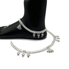 Name of product: 925 Sterling Silver Light Weight Anklet / Silver Payal Weight:55.6 grams. Length: 27.1 centimeter  FREE EXPRESSS SHIPPING  -----Feedback::- A satisfied customer is our top priority and your feedback forms the backbone of our success. Don't forget to give positive feedback along with good ratings. Thank You Traditional White Anklets With Silver Beads, Festive Silver Sterling Silver Anklets, Silver Anklets For Festivals, Elegant Silver Anklets With Latkans, White Anklets With Latkans, Silver Temple Jewelry Anklets As Gift, Silver Temple Jewelry Anklets For Festive Occasions, Festive Silver Temple Jewelry Anklets, Silver Anklets With Latkans As A Gift