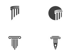 four black and white icons with different lines on them, including a fountain, a pen and