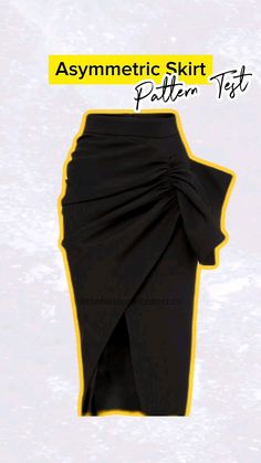 the asymmetric skirt pattern is shown in yellow and black