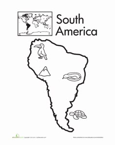 the south america map is shown in black and white with an outline of different countries