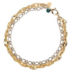 Gilver Double Layer Chain with Malachite Bead Everyday Metal Double Strand Jewelry, Everyday Double Strand Metal Jewelry, Oval Link Double Chain Jewelry Gift, Everyday Jewelry Bracelet With Double Chain, Modern Double Chain Bracelet, Modern Jewelry With Double Chain And Oval Link, Silver Double Strand Jewelry With Chunky Chain, Silver Jewelry With Chunky Double Strand Chain, Metal Necklace With Double Oval Link Chain